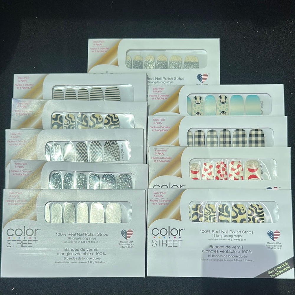 Color Street Nail Strips Collection - Black, White, Gold, Red